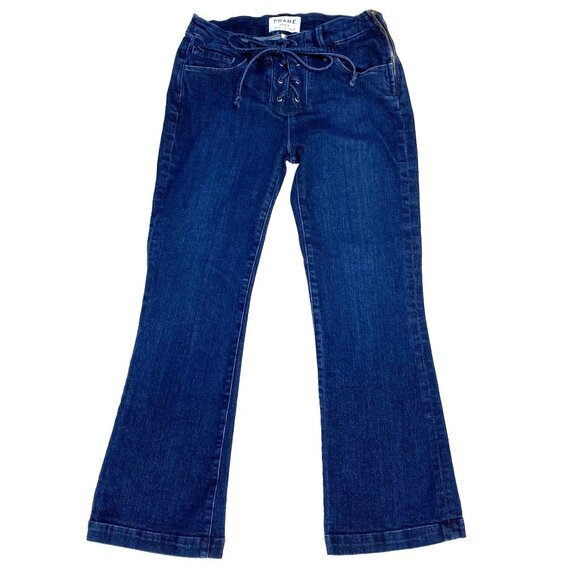 Frame Denim Le Crop Mini Boot Jeans Size 24 London-Los Angeles Dark Wash Women's - Picture 6 of 10